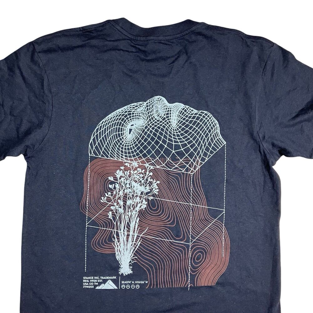 Stance T Shirt Mens S Blue Surface Artsy Geometric Cotton Mountains Skateboard